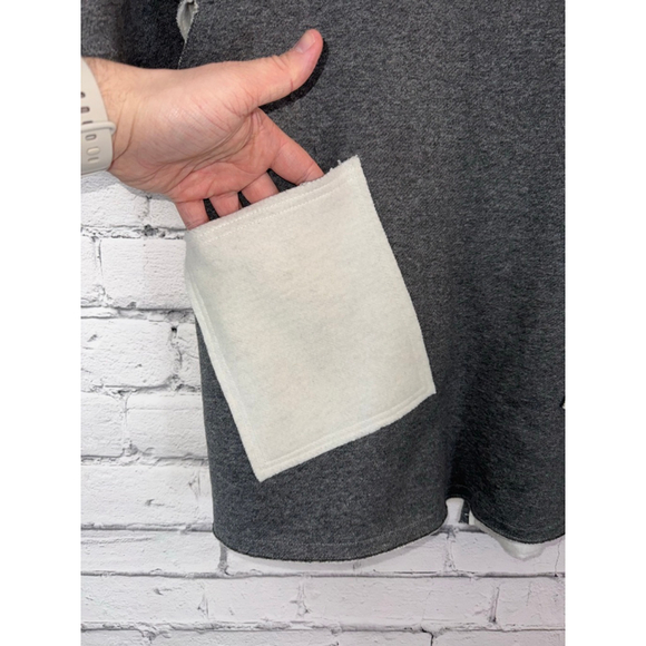 Karolina Zmarlak Gray Cream Mock Neck Poncho Cape Jacket Cashmere Blend Medium - Picture 3 of 12